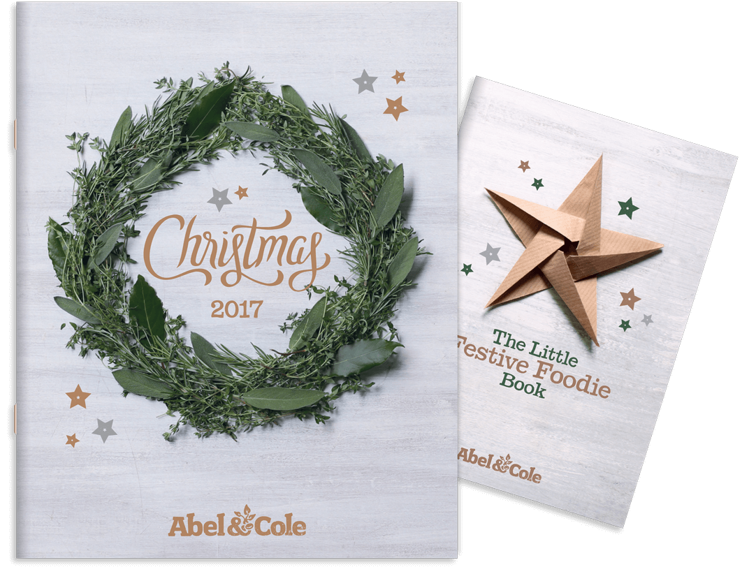 The cover of the Abel and Cole Christmas book showing the art direction taken