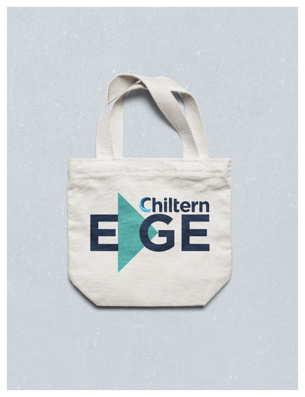 A mockup of a Chiltern Edge logo on a tote bag