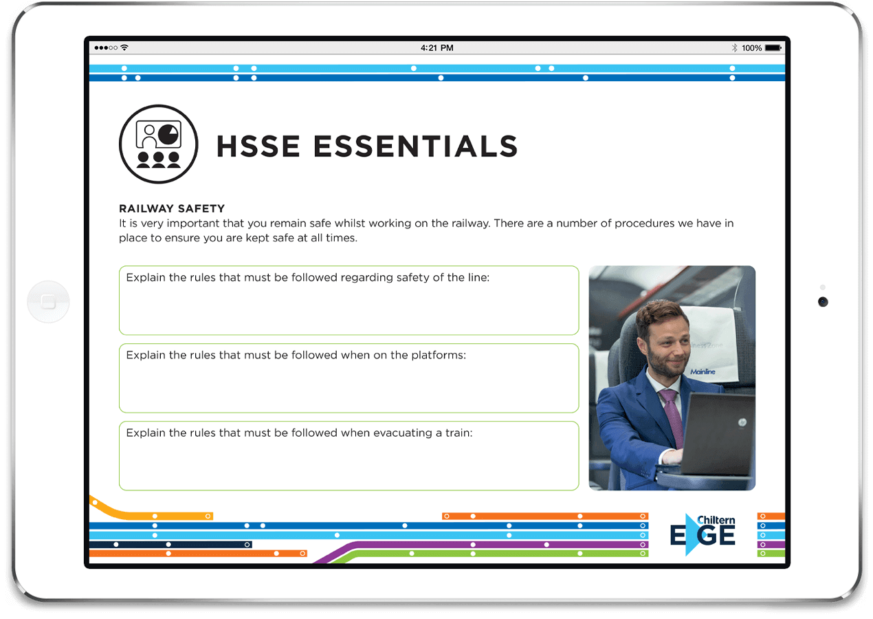 A page froma digital workbook shown on a tablet computer