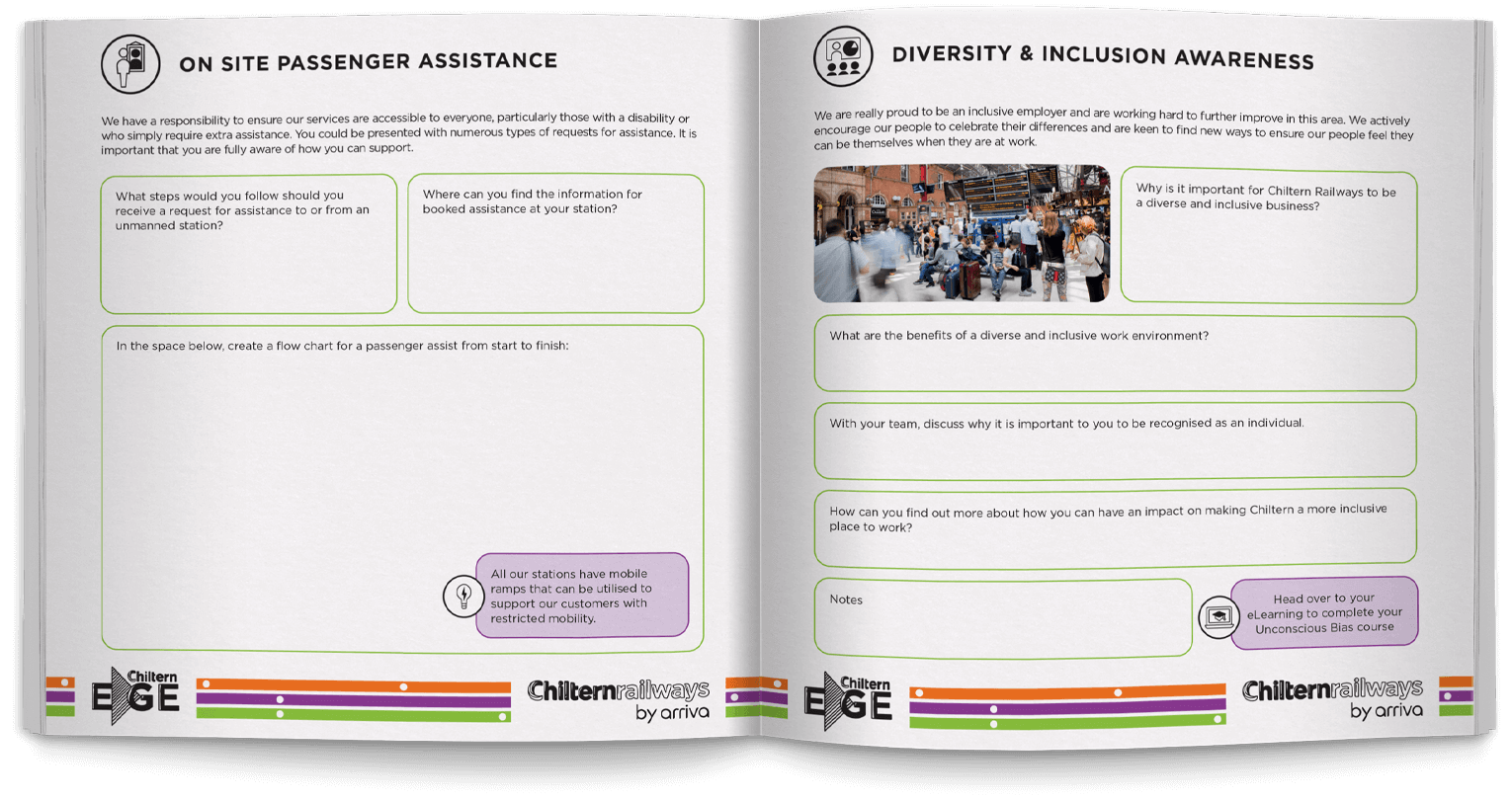 A spread from a Chiltern Edge workbook