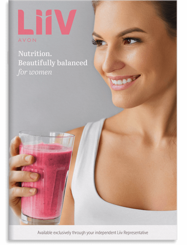 The cover of a customer focussed brochure showing a lady drinking a pink smoothie