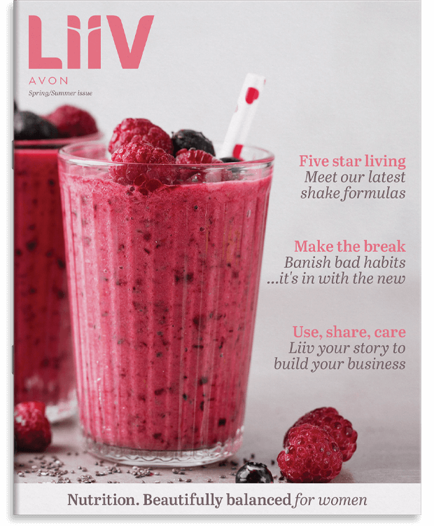 The cover of issue two of the Liiv magazine showing a glass of healthy pink smoothie